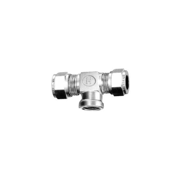 Hoke Female Branch Tee: TTF: Connects Fractional Tube to Male NPT Threads: 3/8in x 3/8in x 1/4in 6TTF4BR - main