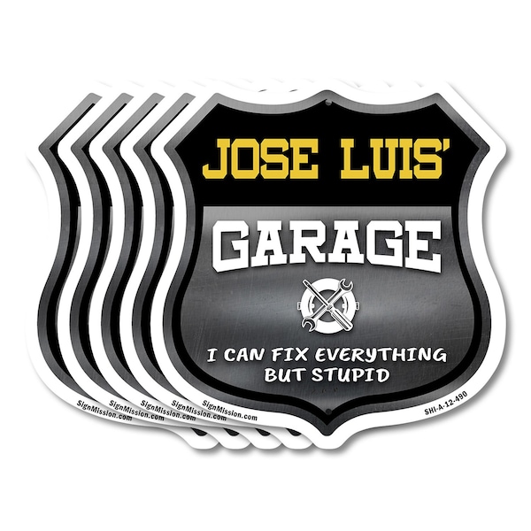 Signmission Jose Luis's Garage I Can Fix Everything But Stupid, 12 inch X 12 inch, Aluminum Metal Sign, 5PK SHI-A-5Pack-12-490-JOSE LUIS - main