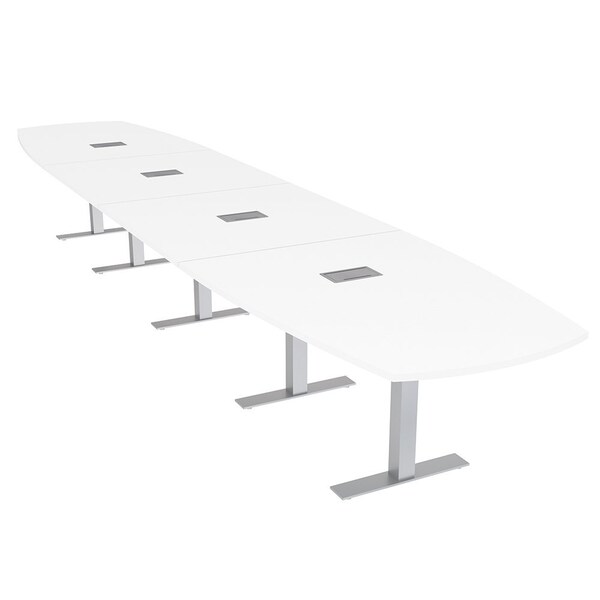 Skutchi Designs Arc Boat Conference Table With Power, 48 in W, 240 in L HAR-ABOT-48X240-T-W960-ESIL - main