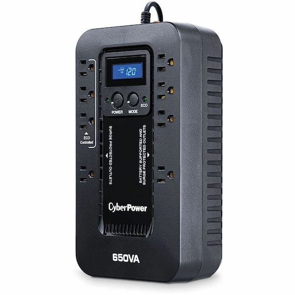 Cyberpower ECO LCD 8 5-15R OUTLETS 5FT CORD 5-15P PLUG 15A GREEN RJ11 3YR WARRANTY EC650LCD - main