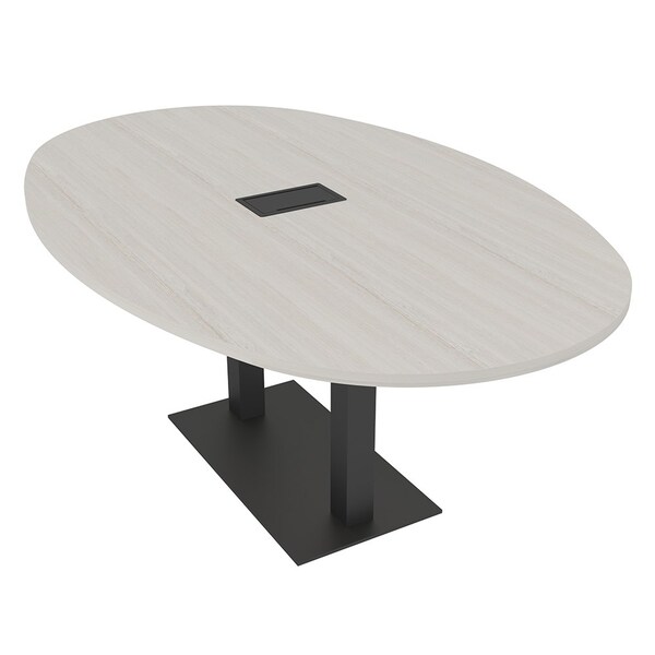 Skutchi Designs Boval Conference Table With Power, 48 in W, 72 in L, Ivory HAR-BOVL-48X72-DOU-K458-ESIL - main