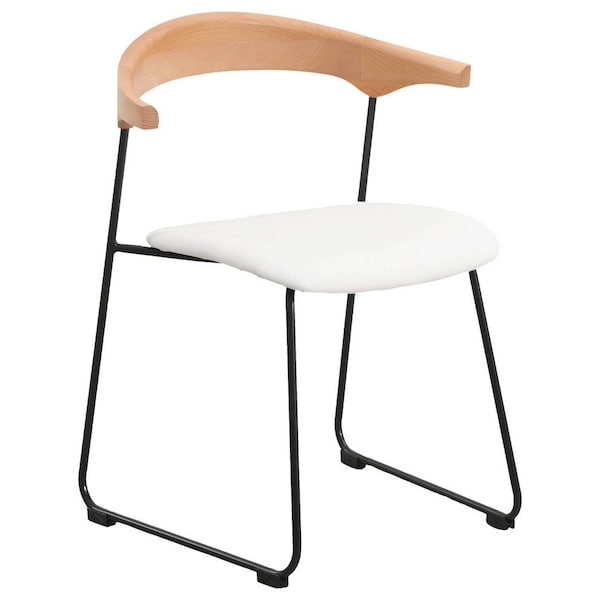 Leisuremod Lyra Collection Modern Chair in Natural Wood back and White Seat LCNW-41W - main