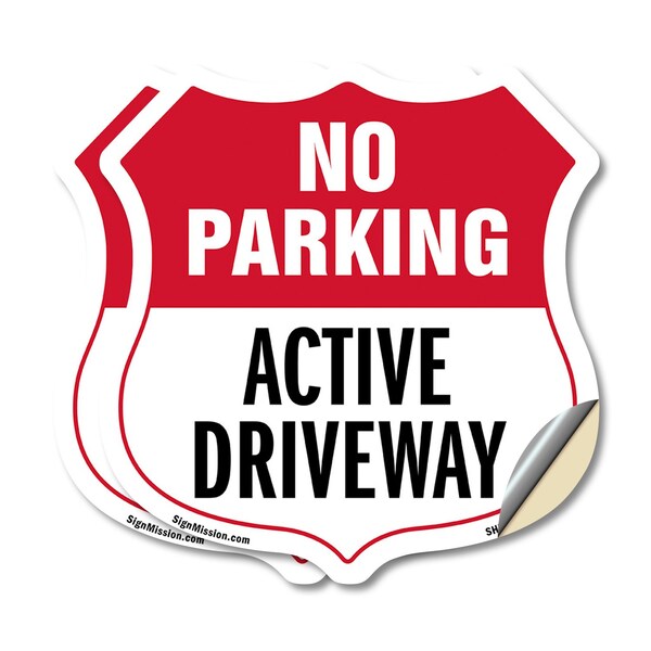 Signmission No Parking Shield Sign Active Driveway, 18 inch X 18 inch, Vinyl Decal, 2PK SHI-D-2PACK-18-397 - main