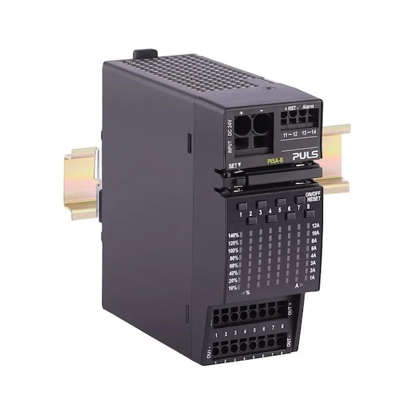 Puls Electronic Circuit Breaker, 24V, 40A, 8 Output Channels: 2X 1-12A, 6X 1-10A; CommonAlarm Signa PISA-B-812-B1 - main