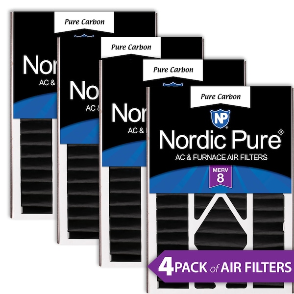Nordic Pure 16x25x5 Pure Carbon Pleated Air Filter, High Capacity, MERV 8, 4 PK 16x25x5ABPCP-4 - main