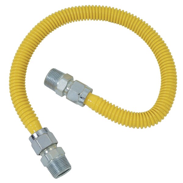 Dormont 5/8'' OD x 36'' Coated Stainless Steel Gas Connector 3/4'' MIP x 1/2'' MIP, Tapped 3/8'' FIP 30C-3141-36B - main