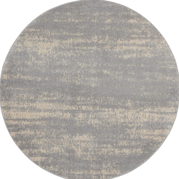 Homeroots 8' Gray And Beige Round Abstract Indoor Outdoor Area Rug 545520 - main