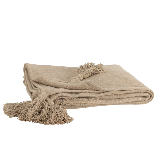 Homeroots 50" X 60" Brown Cotton Woven Ikat Throw Blanket with Tassels 518844 - main