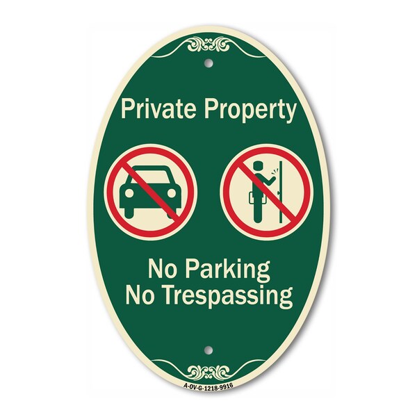Signmission Private Property No Parking Or Trespassing Wi, 12 In X 18 In Architectural, Heavy Gauge Aluminum A-OV-G-1218-9916 - main