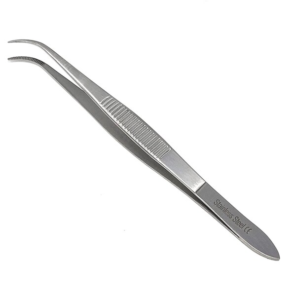 A2Z Scilab Tweezers, Fine Serrated Tip Curved Lab Forceps, 4.5 inch, Stainless Steel A2Z-ZR1123 - main