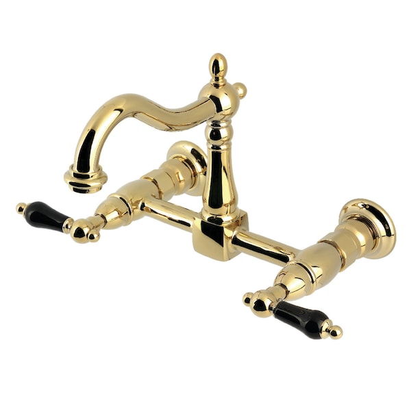 Kingston Brass Two-Handle Wall Mount Bridge Kitchen Faucet, Polished Brass KS1262PKL - main