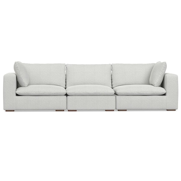 Homeroots 125" Gray Fabric Modular Sofa With Brown Legs 641021 - main