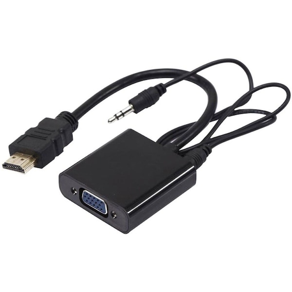 Axiom HDMI Male to VGA Female Adapter with Audio (Black) HDMIMVGAFA-AX - main