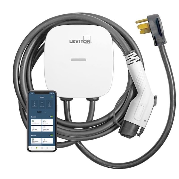 Leviton EV Series 240 40 Level 2 Electric Vehicle Charging Station With Wi-Fi 25 EV40P-000 - main