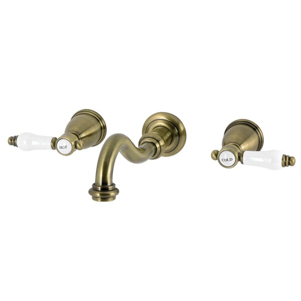 Kingston Brass Double-Handle Wall Mount Bathroom Faucet, Antique Brass KS3123BPL - main