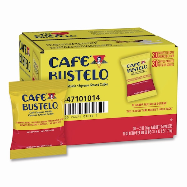 Cafe Bustelo Coffee, Espresso, Fraction Pack, Caffeinated, Espresso Ground, 4.5 lb, 30 PK 7447101014 - main