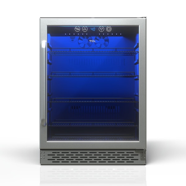Tcl 5.3 Cu. Ft. 161-Can Beverage Cooler, Digital Controls, LED Lighting, Glass Doors, Removable Shelves TRV161BAS - main