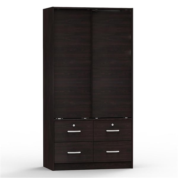 Better Home Sarah Modern Wood Double Sliding Door Armoire, Tobacco W44-TOB - main
