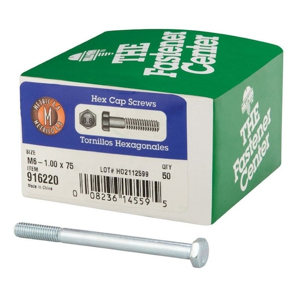 Hillman M6-1.00 mm D X 75 mm L Heat Treated Steel Hex Head Cap Screw, 50PK 916220 - main