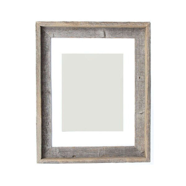 Homeroots 16" x 20" Gray And Brown Distressed Solid Wood Hanging Picture Frame with Mat 380274 - main