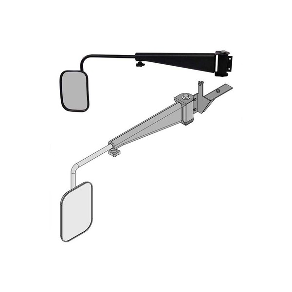K&M Mfg Mirror Kit for Buhler-Versatile/New Holland-Ford Genesis Series Tractors Left-Hand Black 3168 - main