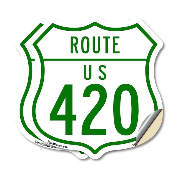 Signmission Route Marker Shield Sign Us 420, 12 inch X 12 inch, Vinyl Decal, 2PK SHI-D-2PACK-12-477 - main