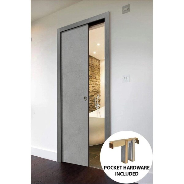 Sartodoors Double Pocket Interior Door, 48" x 96", Gray PLANUM0010PD-BTN-3096 - main
