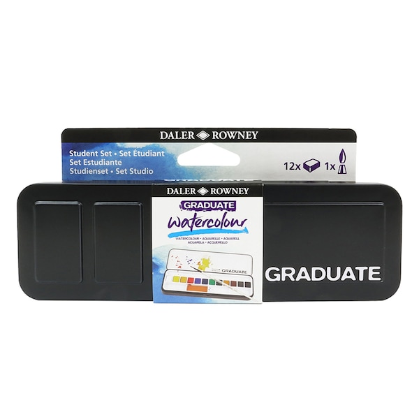 Daler-Rowney Graduate Watercolor Paint Half Pan Travel Set, Assorted Colors, 12-Color Set D135900012 - main