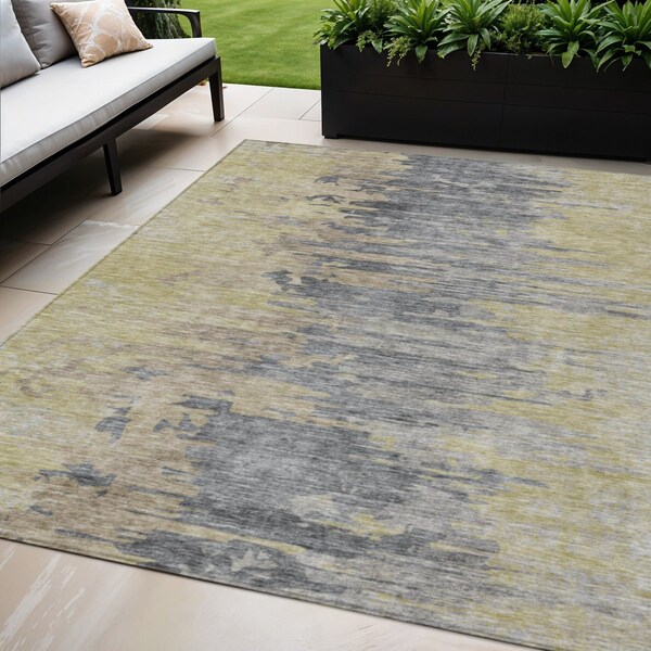 Homeroots 5' X 8' Pewter Silver And Gray Abstract Washable Indoor Outdoor Area Rug 582405 - main
