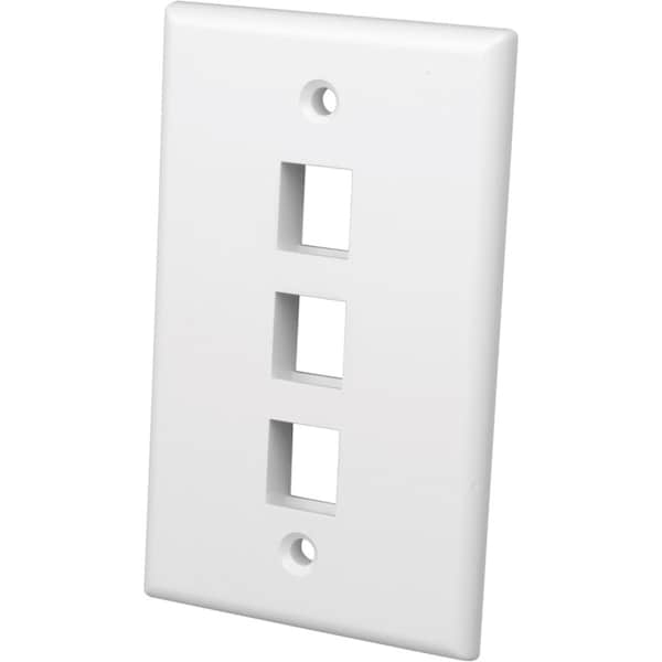 Vanco International- Inc Vanco 3 Port Keystone Wallplate White 820103 - main