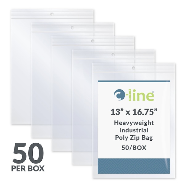C-Line Products Poly Zip Bag 16-3/4" x 13", PK50 47014 - main