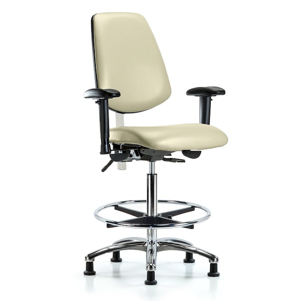 Blue Ridge Ergonomics Clean Room Chair Vin Hi Ben Chair, Med, Bk, Gld Wht, CL100, Adjustable Arms, 26" to 35-1/2" Height BR-NCR-VHBCH-MB-CR-T1-A1-CF-RG-8501 - main