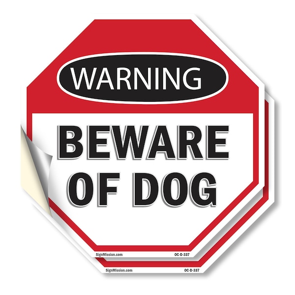 Signmission Warning Beware of Dog, 6 inch X 6 inch, Vinyl Decal, 2PK OC-D-2PACK-6-337 - main
