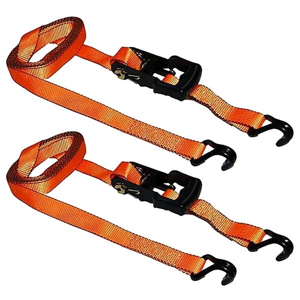 Ancra Mfg Tie-Down Strap, 1-1/4 in W, 15 ft L, Polyester, Orange, 700 lb Working Load, J-Hook End SL81 - main