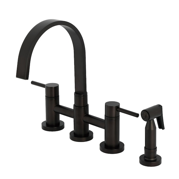 Kingston Brass Bridge Kitchen Faucet with Brass Sprayer, Oil Rubbed Bronze KS8265DLBS - main