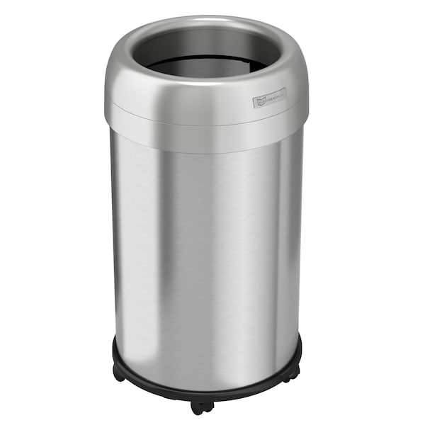 Hls Commercial 13 gal Round Indoor Metal Can, Silver, Open Top, Stainless Steel, 14.1 in HLS13STRM - main