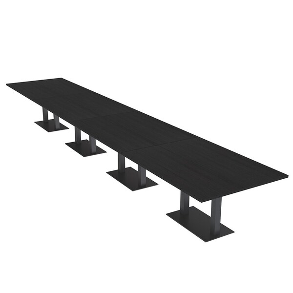 Skutchi Designs Rectangle Conference Table With Power Unit, 48 in W, 264 in L, Black HAR-REC-48X264-DOU.BK-U999ST19-NA - main