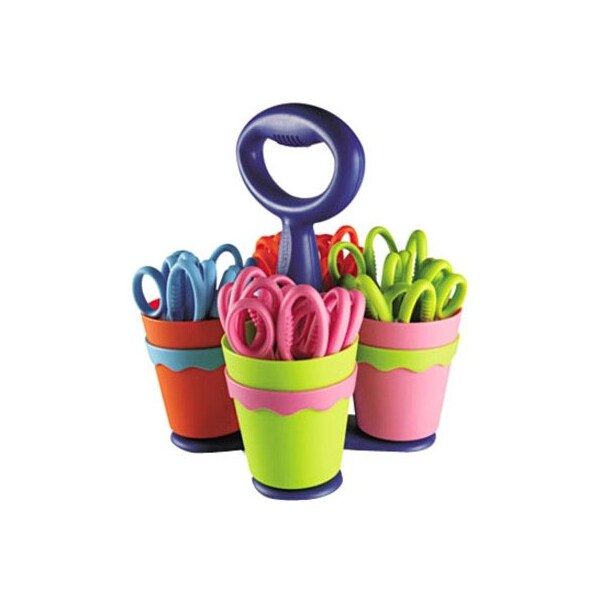 Acme United SCISSOR CADDY WITH KIDSft SCISSORS, 5in LONG, 2in CUT LENGTH, ASSORTED STRAIGHT HANDLES, 24/SET ACM14756 - main