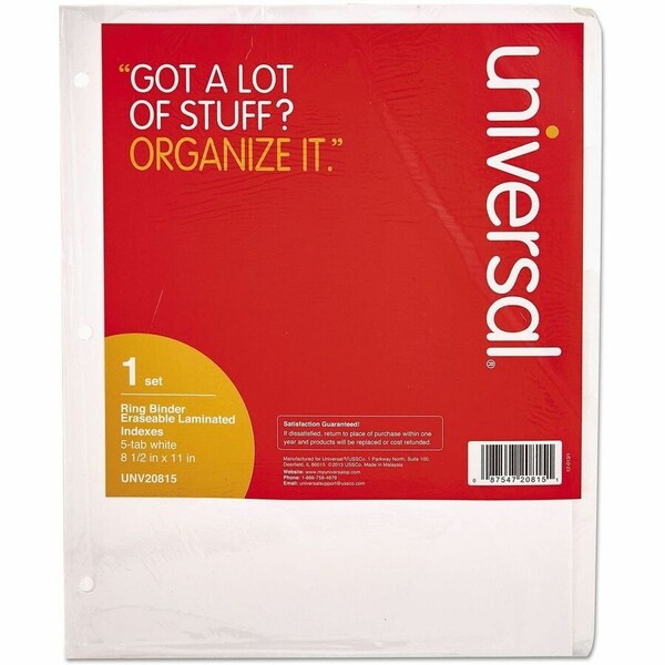 Universal INDEX, ERASE1-5TAB, WE, 5PK UNV20815 - main