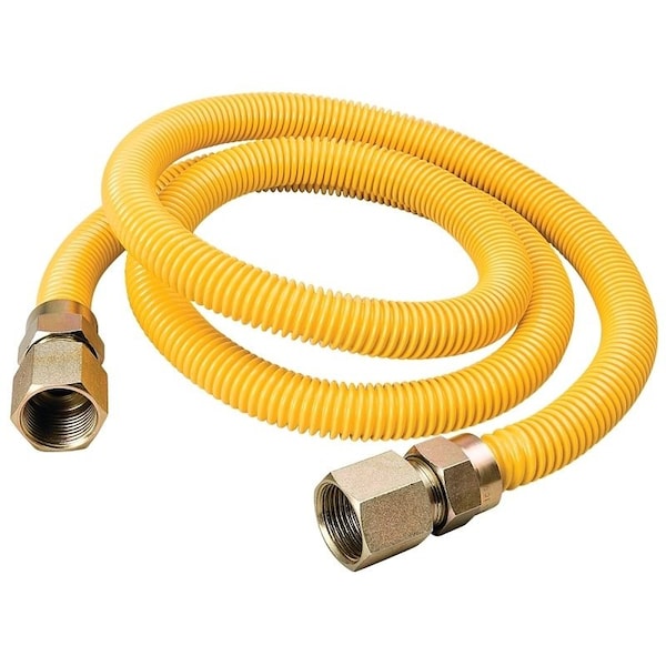 B & K Gas Connector, 34 x 34 in, FIP, Stainless Steel, Yellow EpoxyCoated, 36 in L G012YE151536RP - main