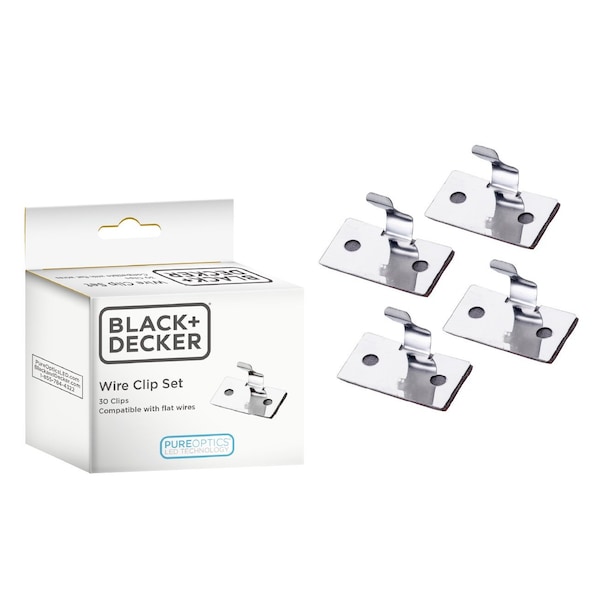 Black & Decker LED Jumper Wire Clips for Flat, 4-Core CL2 Compliant Cable, Chrome with 3M Adhesive Backing LEDUC-WRCLP30 - main