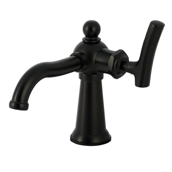 Kingston Brass One-Handle Single-Hole Bathroom Faucet with Push Pop-Up Drain, Matte Black KS3540TKL - main