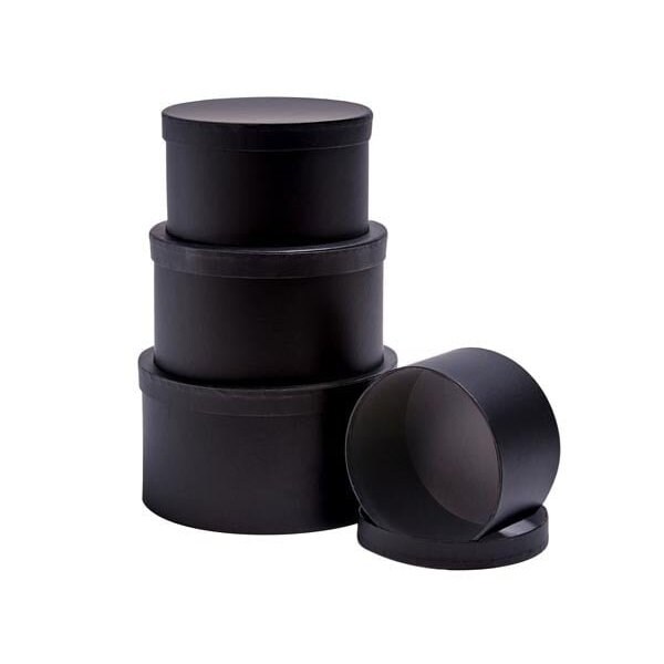 Nashville Wraps Black Round Nested Boxes, Large 4 Piece Set NHB4BLK - main