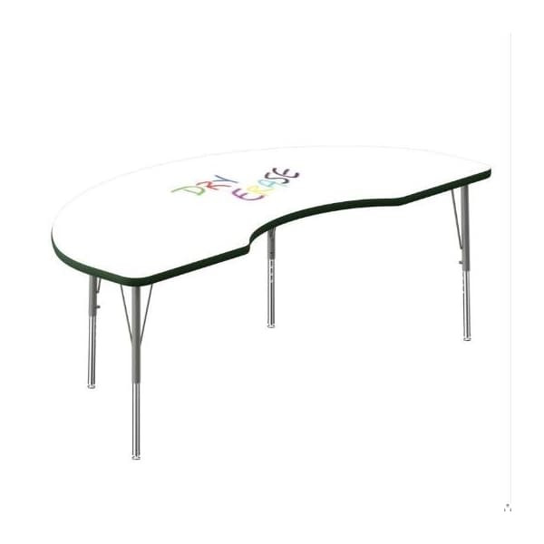 Correll Kidney Dry Erase Activity Table, 72 in W, 36 in L, 19 in to 29 in H, Particleboard, Frosty White A3672DE-KID-80-14-39 - main