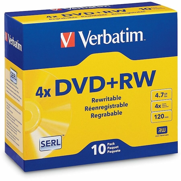 Verbatim Verbatim DataLifePlus 94839 DVD Rewritable Media - DVD+RW - 4x - 4.70 GB - 10 / Pack - Silver 94839 - main