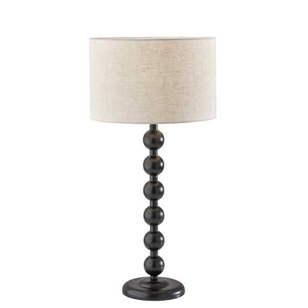 Homeroots 28" Black Solid Wood Candlestick Table Lamp With Off White Drum Shade 524631 - main