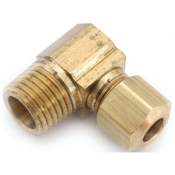 Anderson Metals Tube Elbow, 3/8 in, 90 deg Angle, Brass, 200 psi Pressure 750069-0606 - main