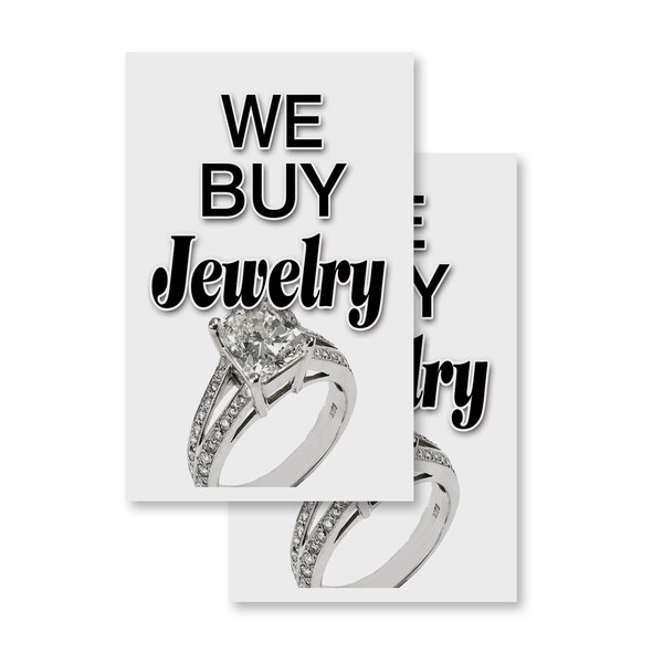 Signmission We Buy Jewelry, Vinyl Decals Only 24 Inch x 36 Inch, Vinyl Decal, 2PK DSB-2436-2PACK-We Buy Jewelry - main
