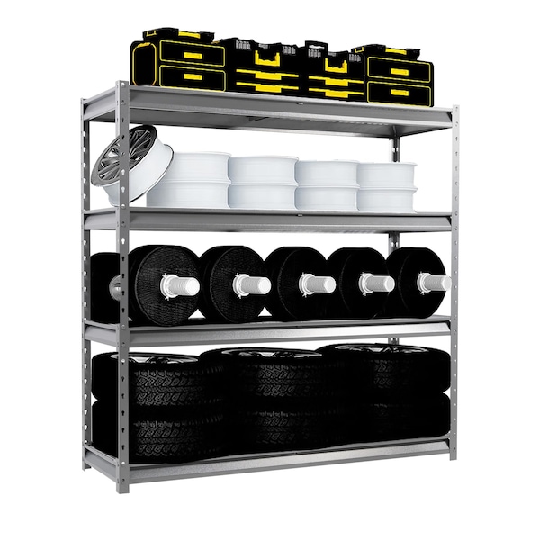 Shuntong Atlas 4-Tier 72 in.W x 24 in.D x 72 in.H Heavy Duty Garage Shelving Load 12000 Lbs, Gray Vein ATLAS722472-4G3000 - main