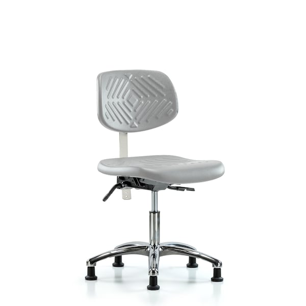 Blue Ridge Ergonomics Class 10 Polyurethane Clean Room Chair - Desk Height with Stationary Glides in Gray Polyurethane NCR-PDHCH-CR-T0-A0-RG-GRY - main